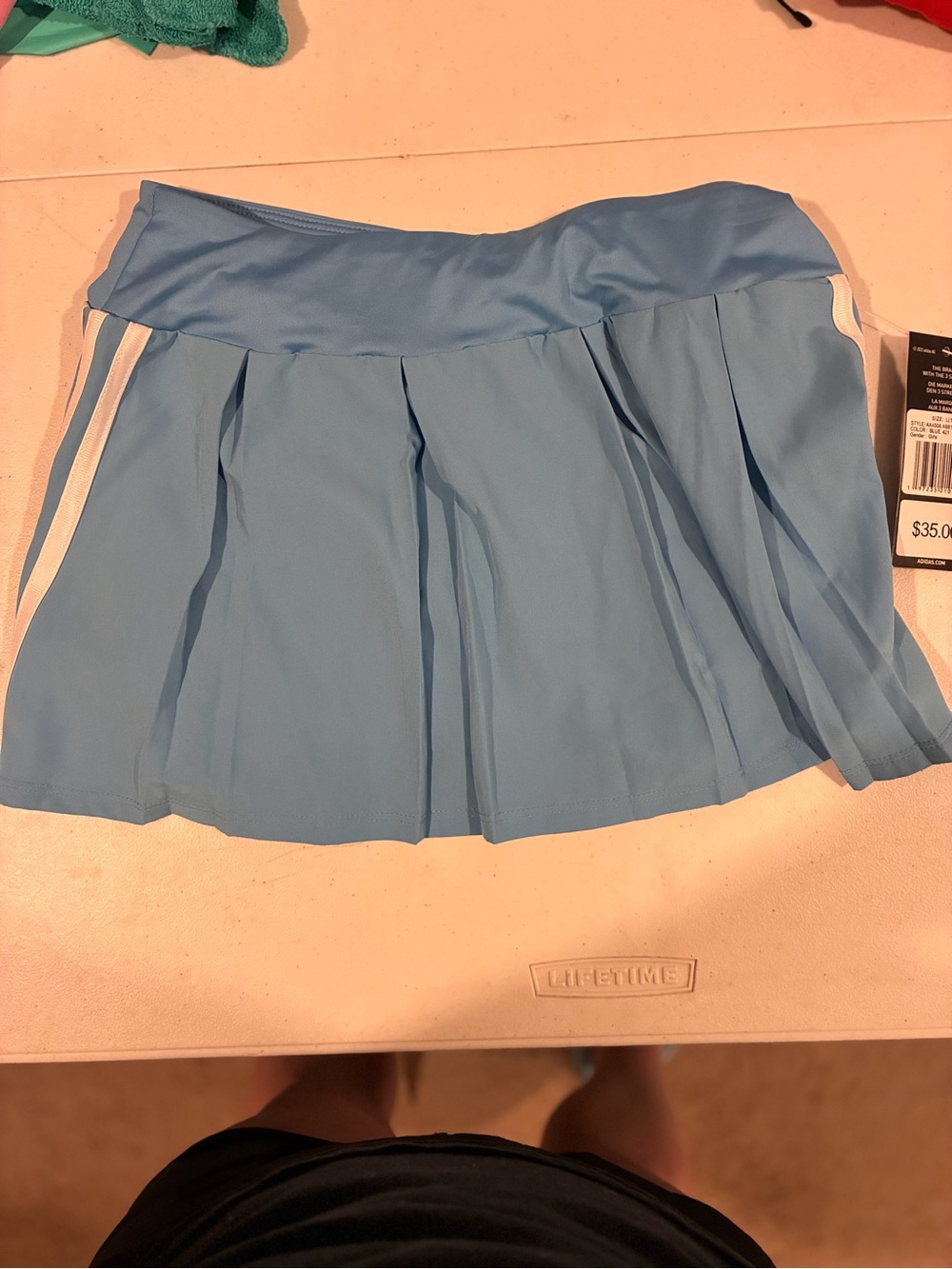 Adidas Light Blue Pleated Women’s Skirt with Contrast Stripes